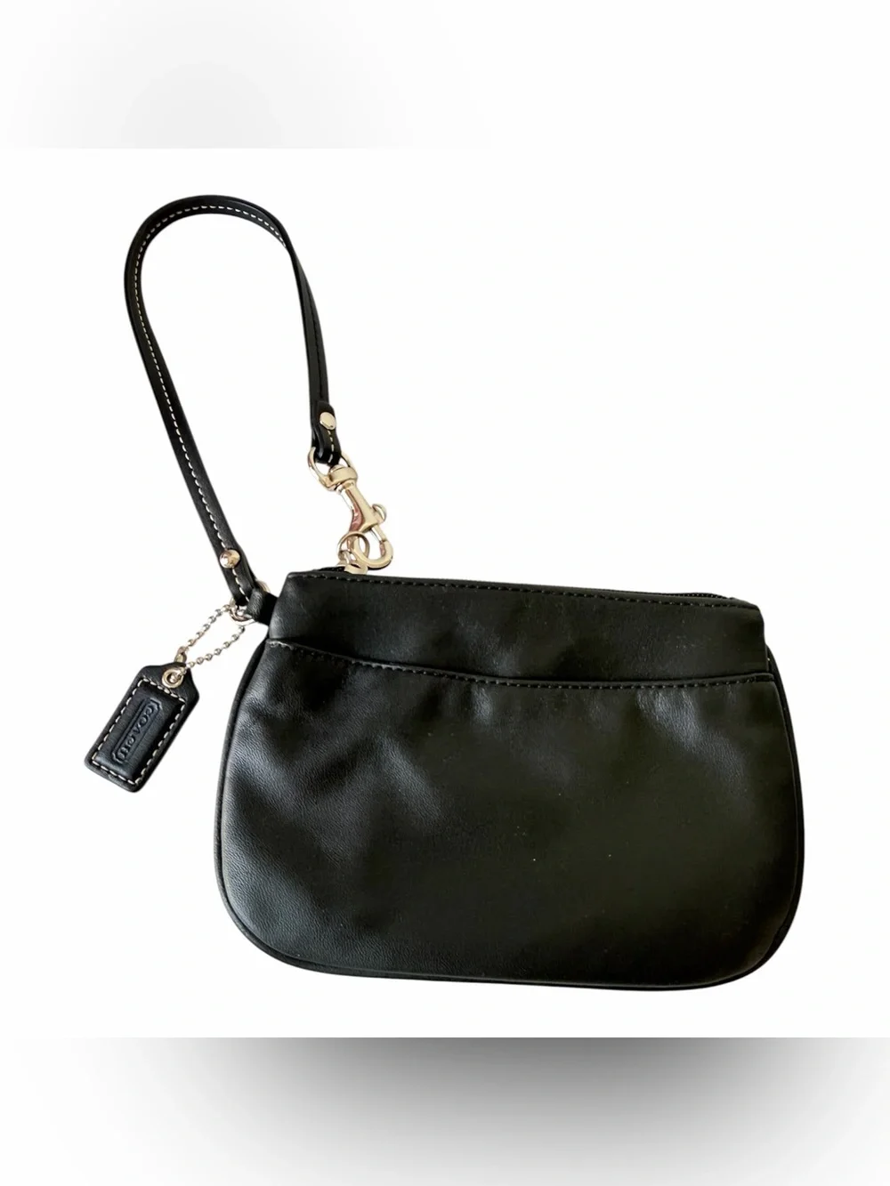 Coach Smooth Black Leather Mini Wristlet
